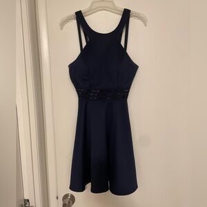 A navy blue dress